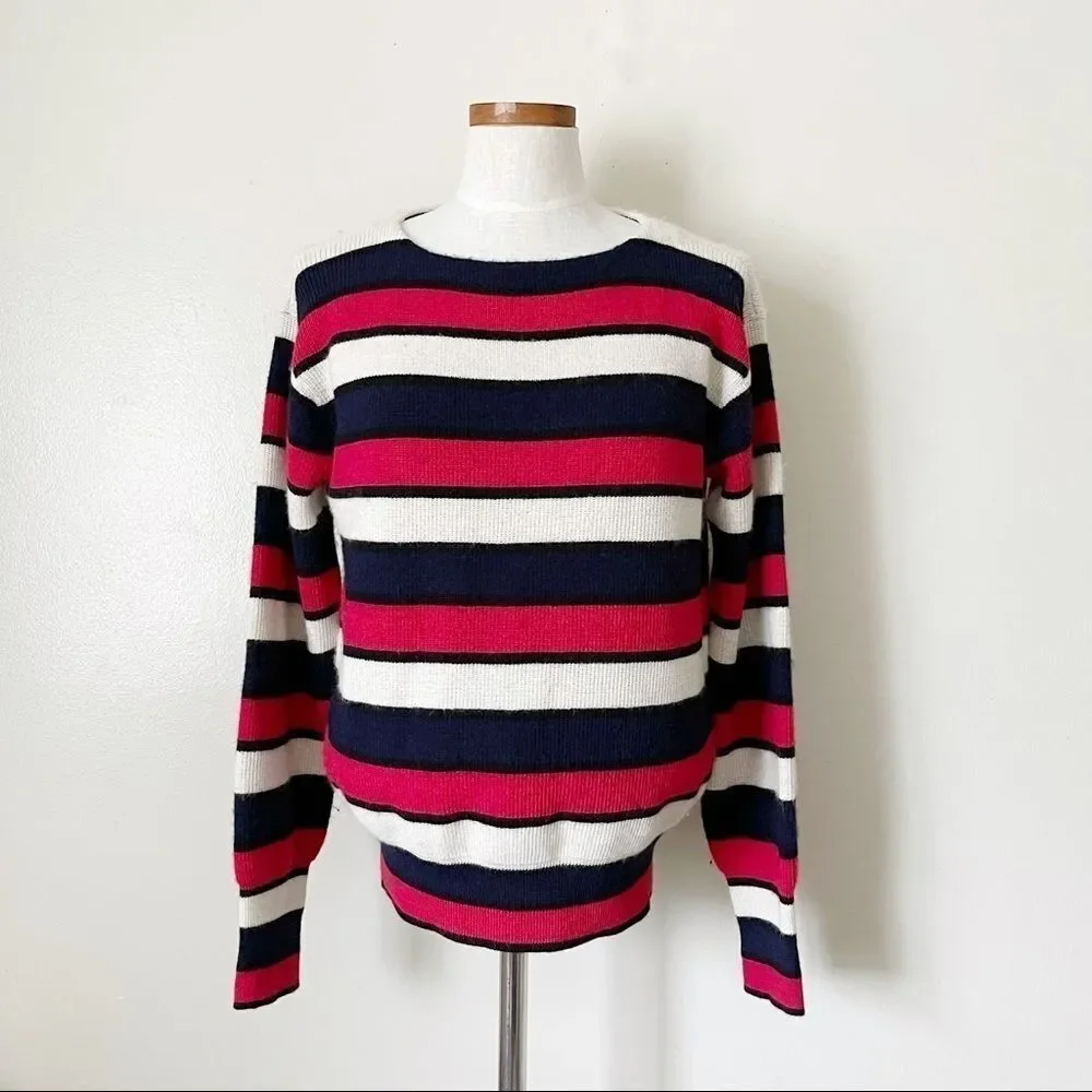 Tory Burch Striped 100% Baby Alpaca Pullover sweater size Small preowned